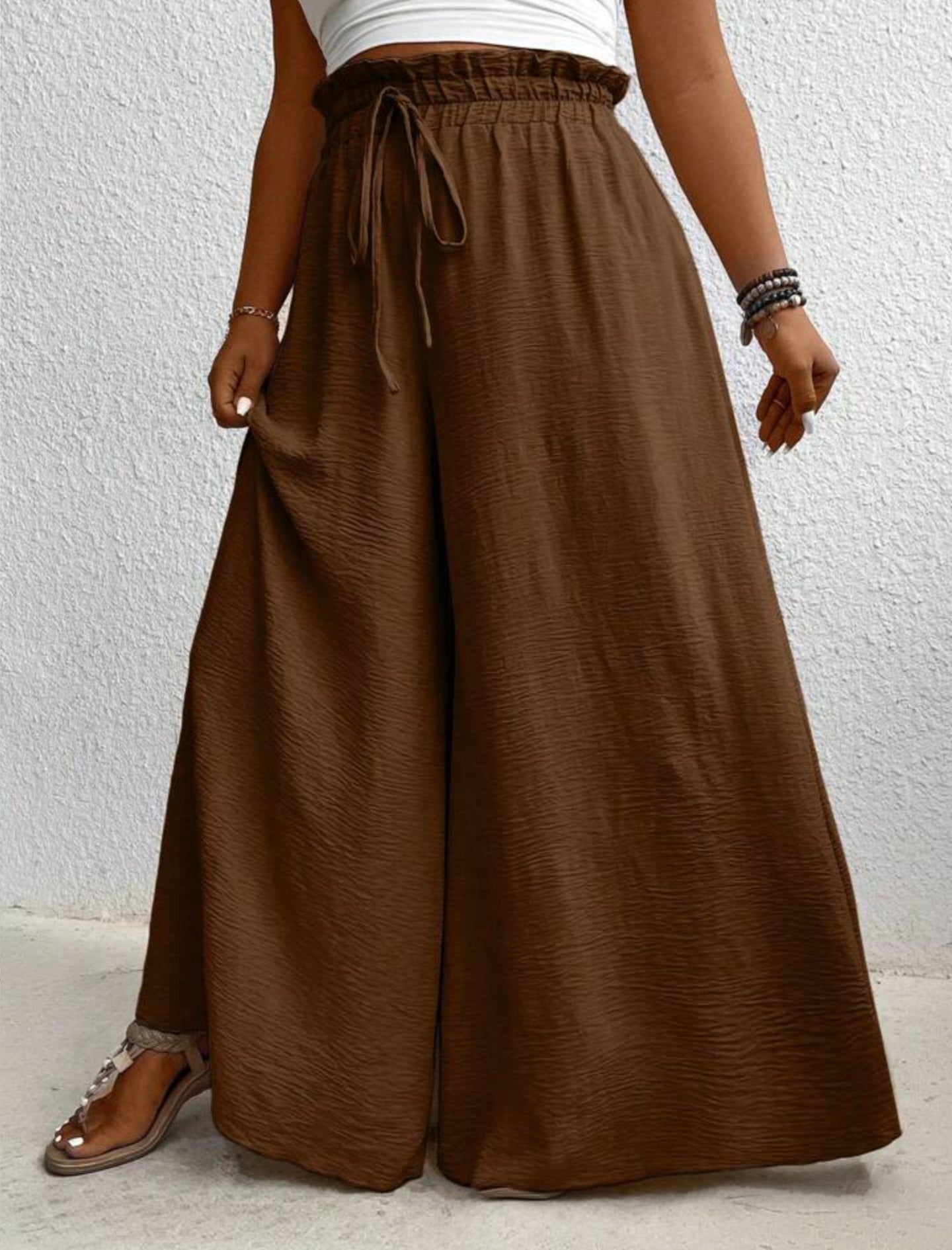 Wide Leg Curve Drawstring Pants