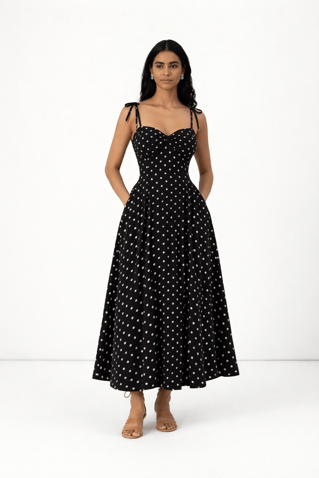 Polka Dot Vintage Tie-Strap Dress