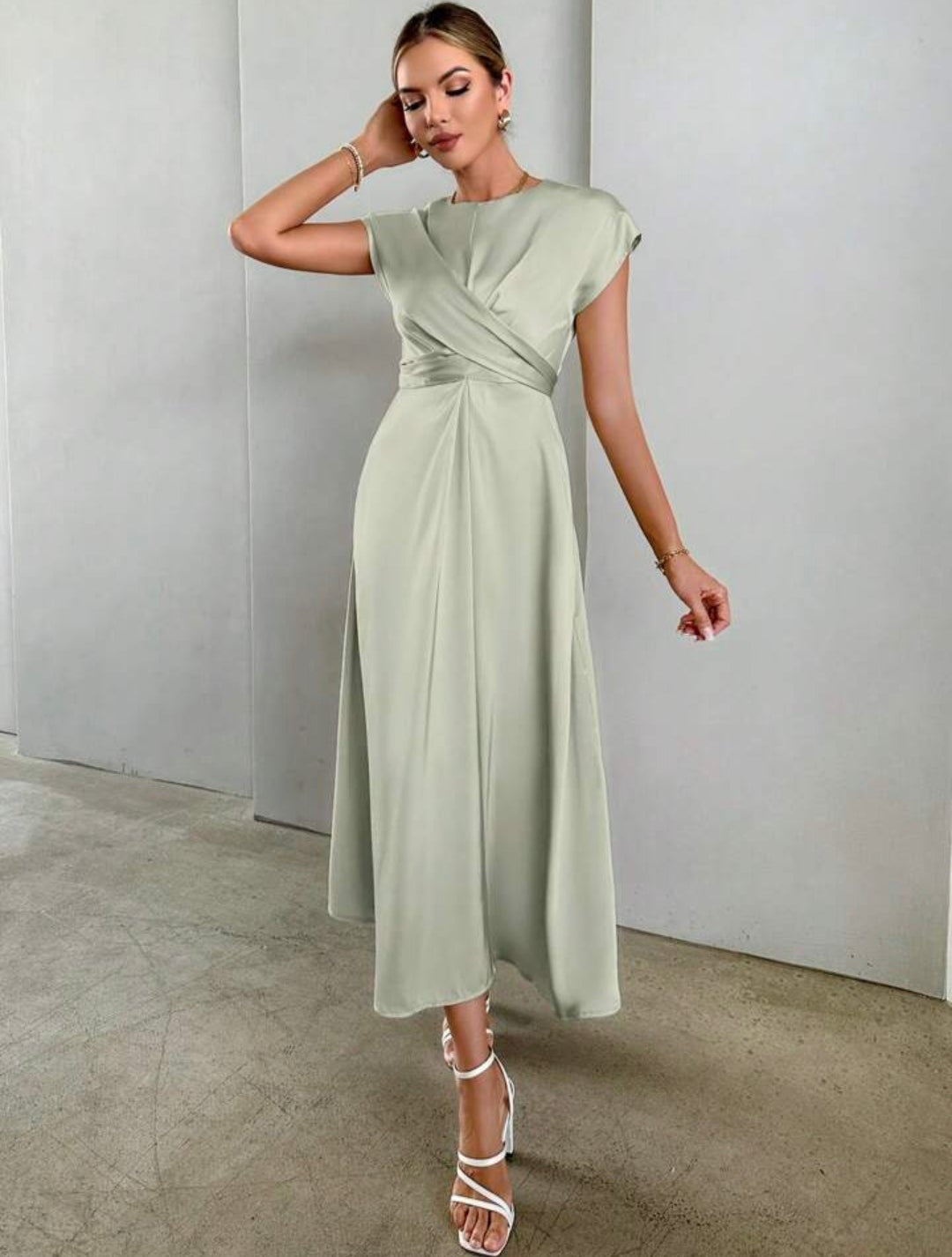 Silky Satin Wrap Dress - Elegant & Flowy