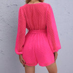 Swiss Dot Shorts Jumpsuit With No Belt