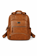 Multi-Pocket PU Leather Everyday Backpack 6082