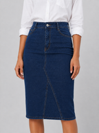 Fitted Knee-Length High-Waisted Denim Skirt DYQ-379