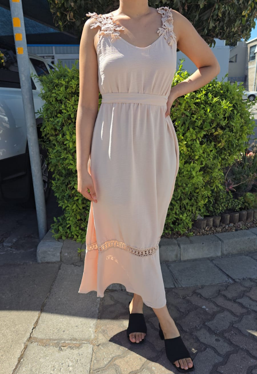 Floral Strap Belted Maxi Dress