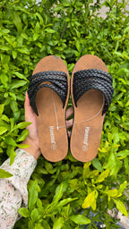 Triple-Strap Braided Slide Sandals – Casual Slip-On Flats