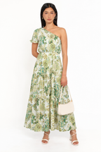 One Shoulder Maxi Floral Dress