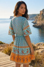 Coastal Breeze Bohemian Floral Mini Dress