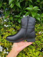 Women’s Buckle Strap Ankle Boots – Casual Low Heel Winter Boots