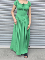 Off-Shoulder Elasticated Waist Maxi Dress