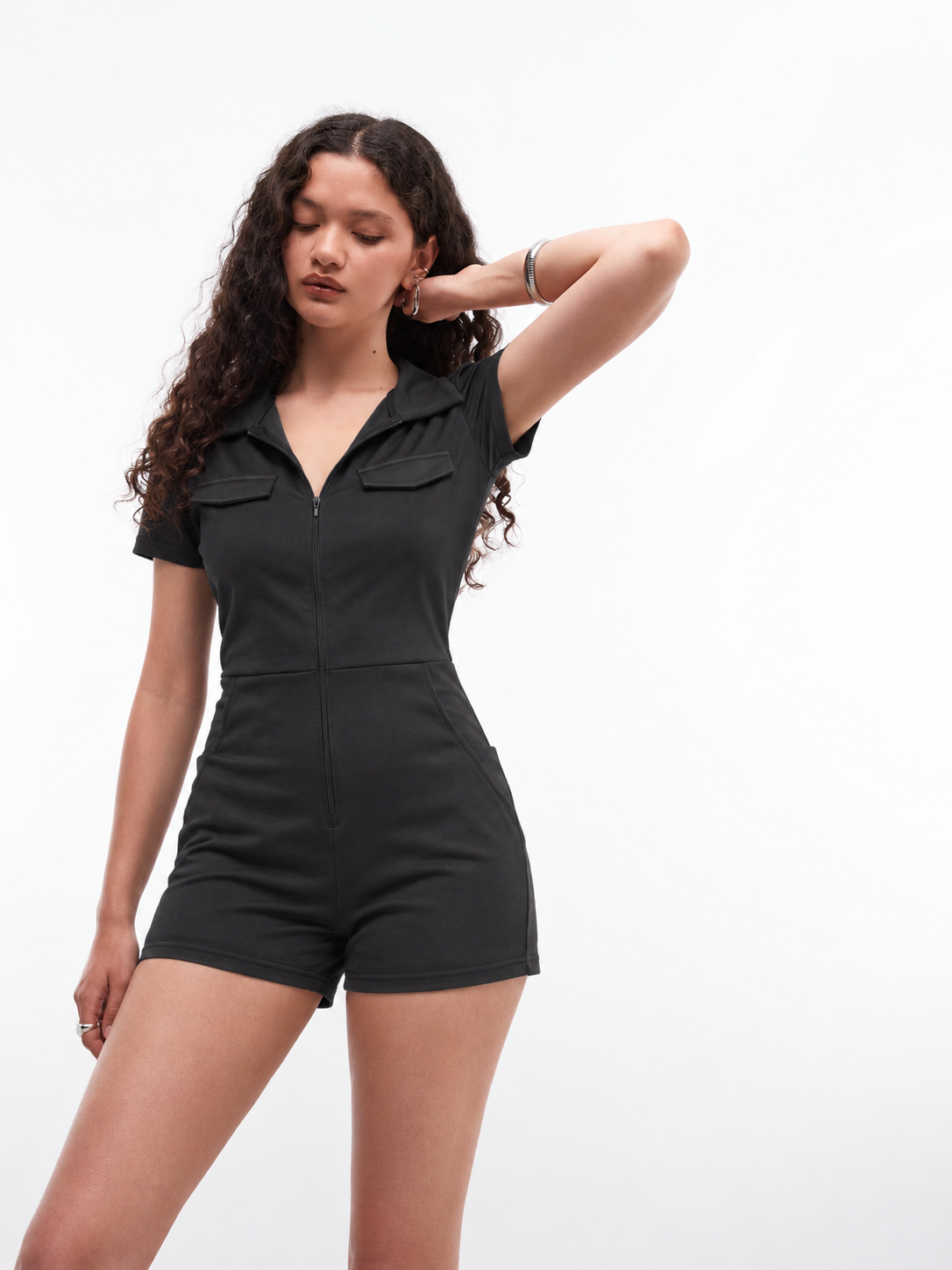 Zip-Front Bodycon Romper