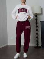Brooklyn Print Sweatshirt & Jogger Two-Piece Set for Women