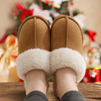Faux Fur Trim Slippers – Ultra Soft Cozy Slip-On Shoes