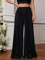 High Waist Curve Pleated Wide Leg Pant