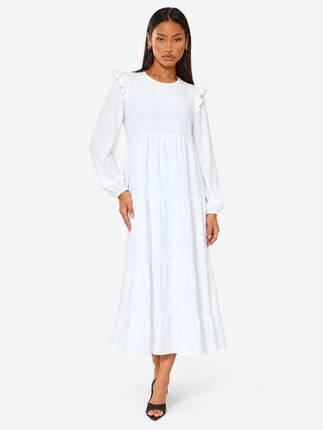 Meadow Flow Frill-Shoulder Maxi Dress
