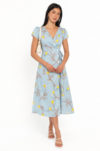 Floral Wrap Button Midi Dress