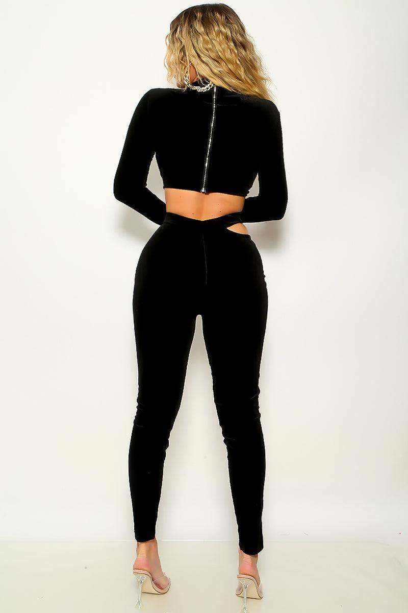 Long Sleeve Cut Out Cropped Top & Pants 2pc Set