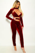 Long Sleeve Cut Out Cropped Top & Pants 2pc Set