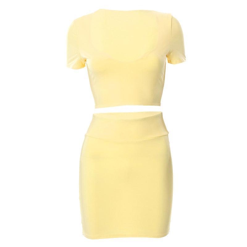 Two piece bodycon mini skirt and low cut crop top - XD21