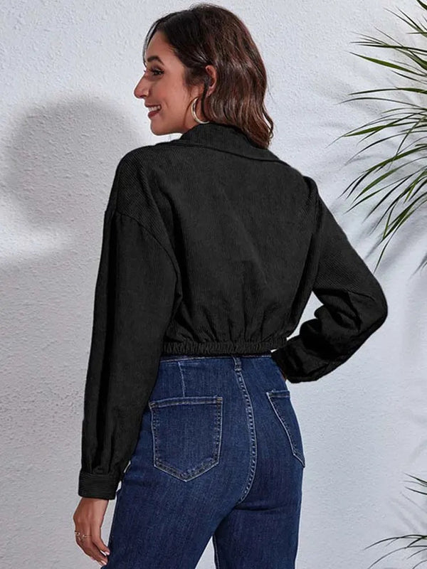Cropped Thin Jacket Coat Corduroy Jacket