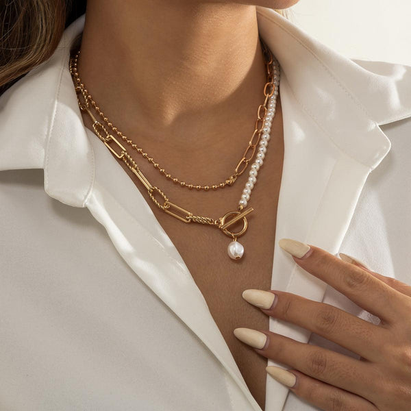 Metal Multi Layer Thick Chain Choker Necklace