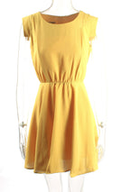 Mini elastic waist linen dress XD21