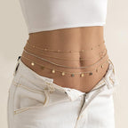 multi-layer tassel sequins metal chain waist - XD21