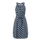Polka Dot Sleeveless Pleated Dress XD21