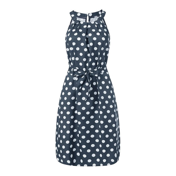 Polka Dot Sleeveless Pleated Dress -XD21