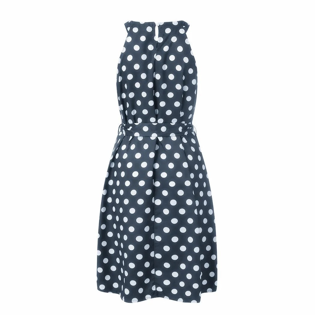 Polka Dot Sleeveless Pleated Dress XD21