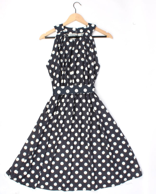 Polka Dot Sleeveless Pleated Dress -XD21