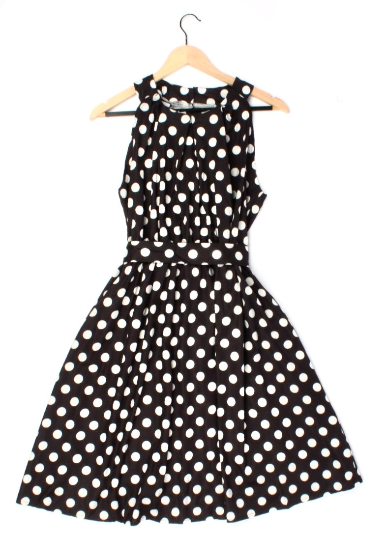 Polka Dot Sleeveless Pleated Dress XD21