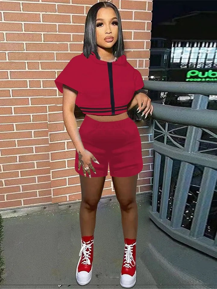 Shorts and crop two piece set XD21
