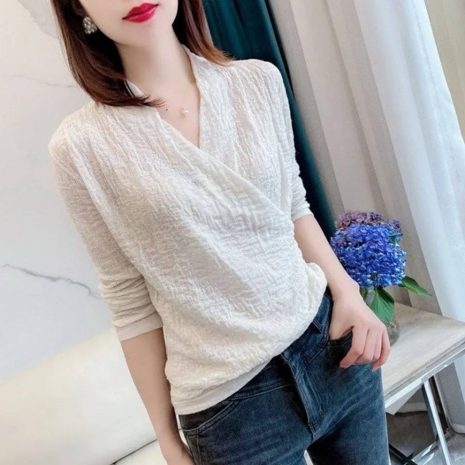 Solid Sweater 3/4 Sleeve Blouse XD21