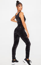 Solid Velvet Skinny Leg Jumpsuit XD21