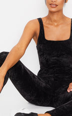 Solid Velvet Skinny Leg Jumpsuit XD21