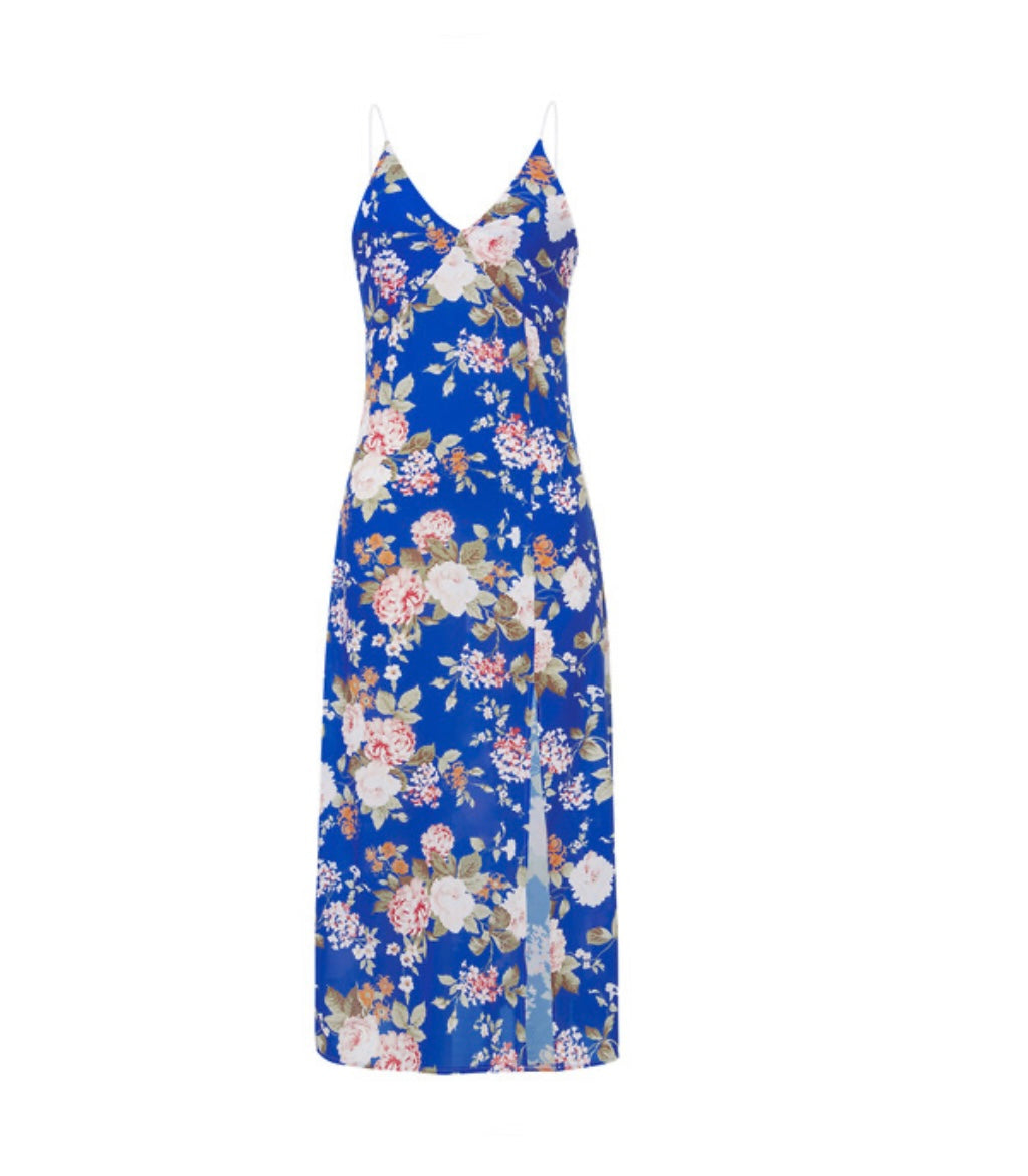 Spaghetti Strap Midi Summer Printed Dress XD21
