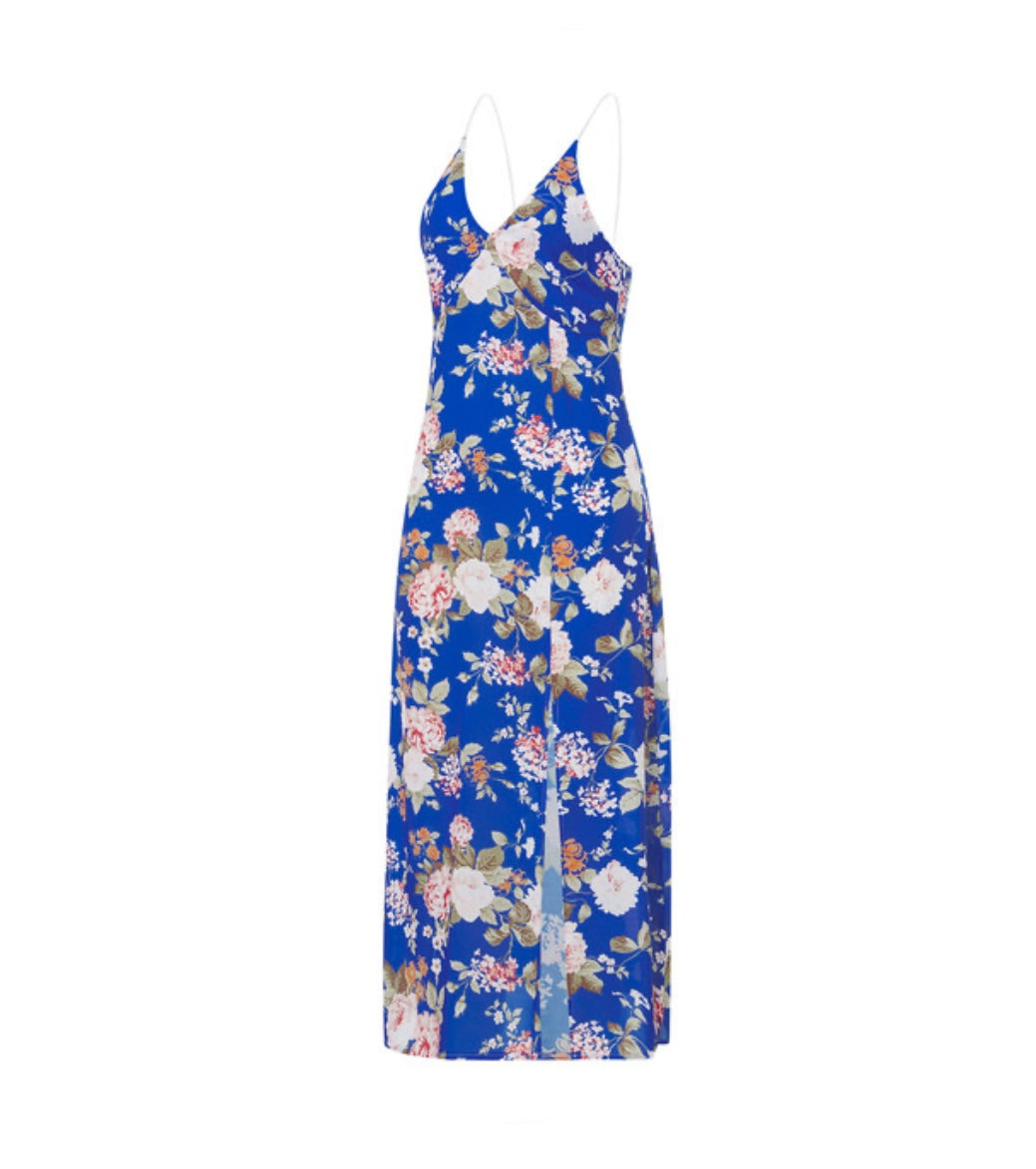 Spaghetti Strap Midi Summer Printed Dress XD21