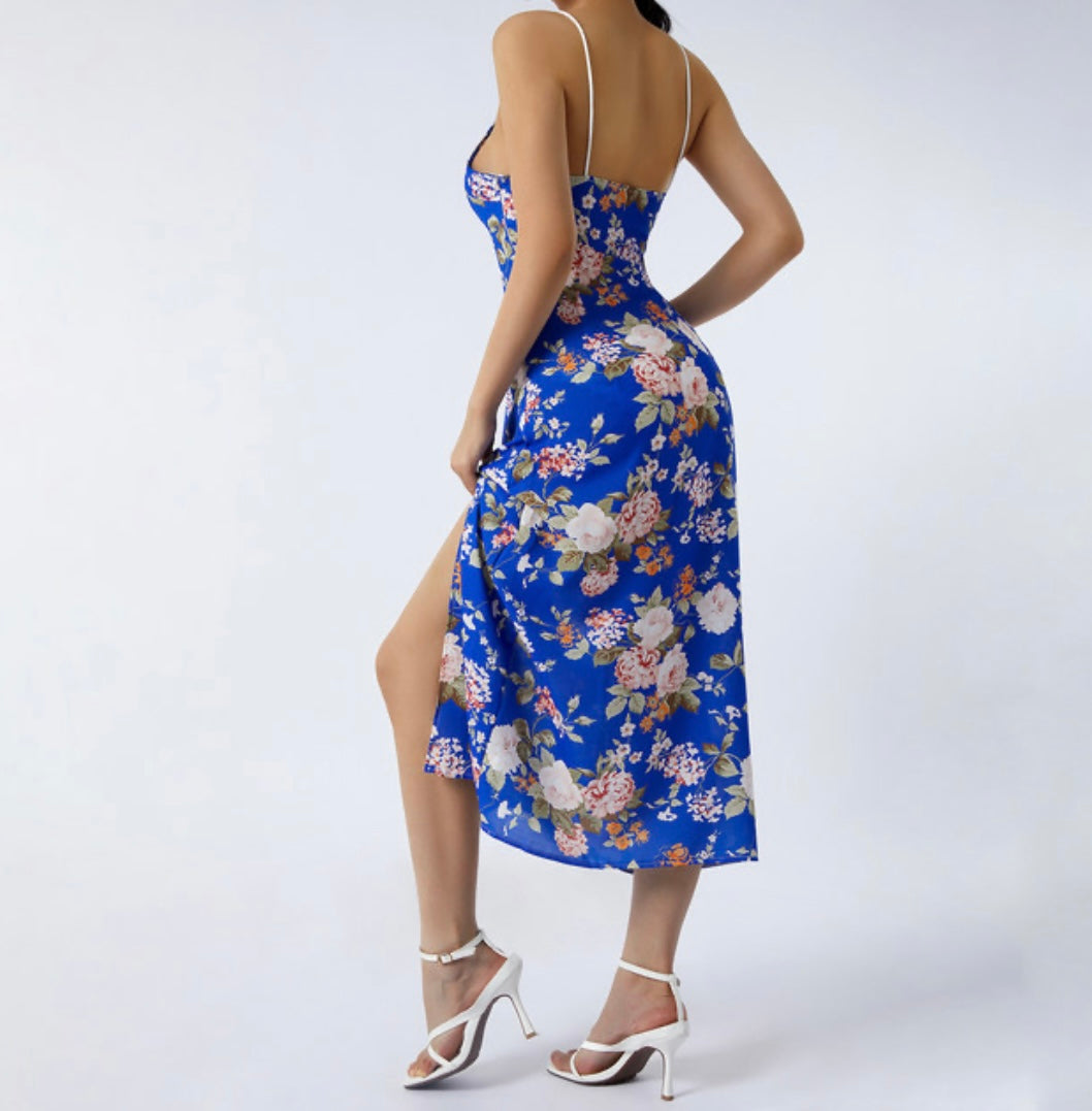 Spaghetti Strap Midi Summer Printed Dress XD21