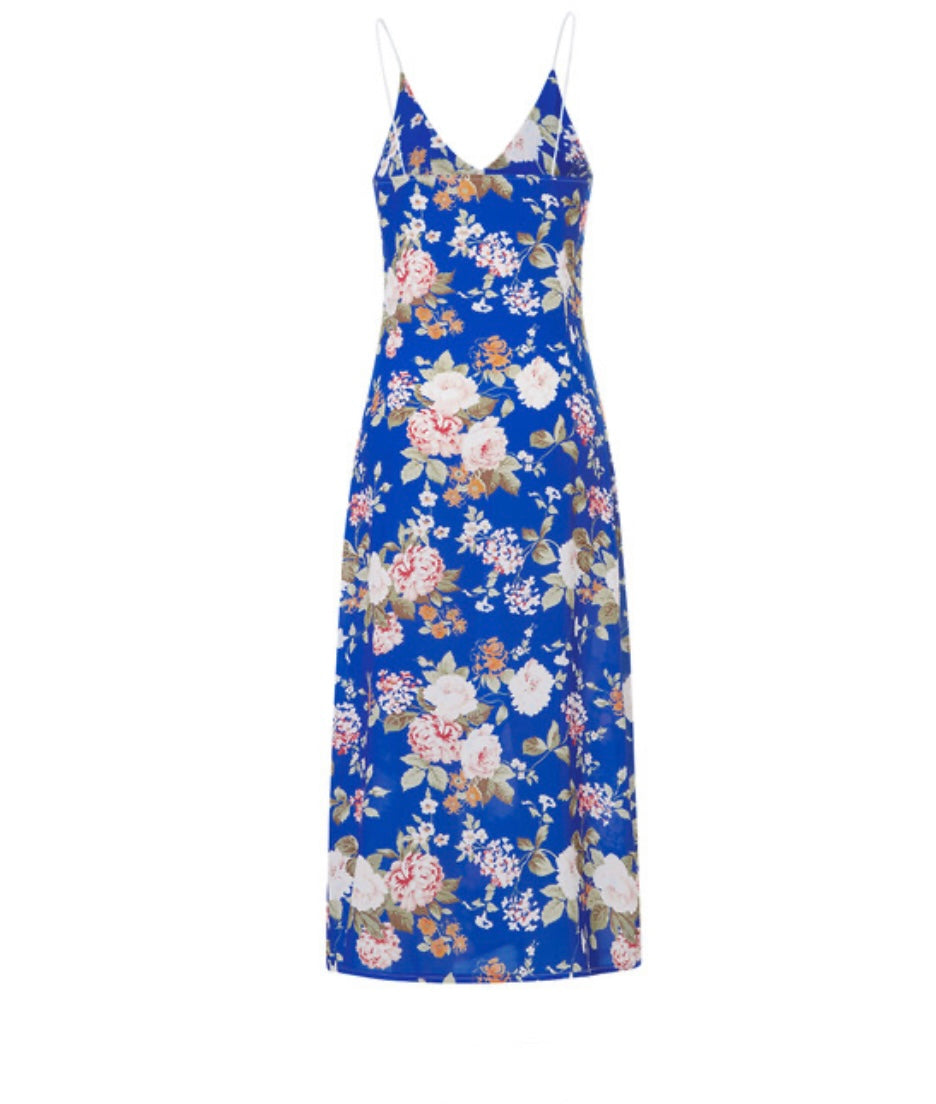 Spaghetti Strap Midi Summer Printed Dress XD21