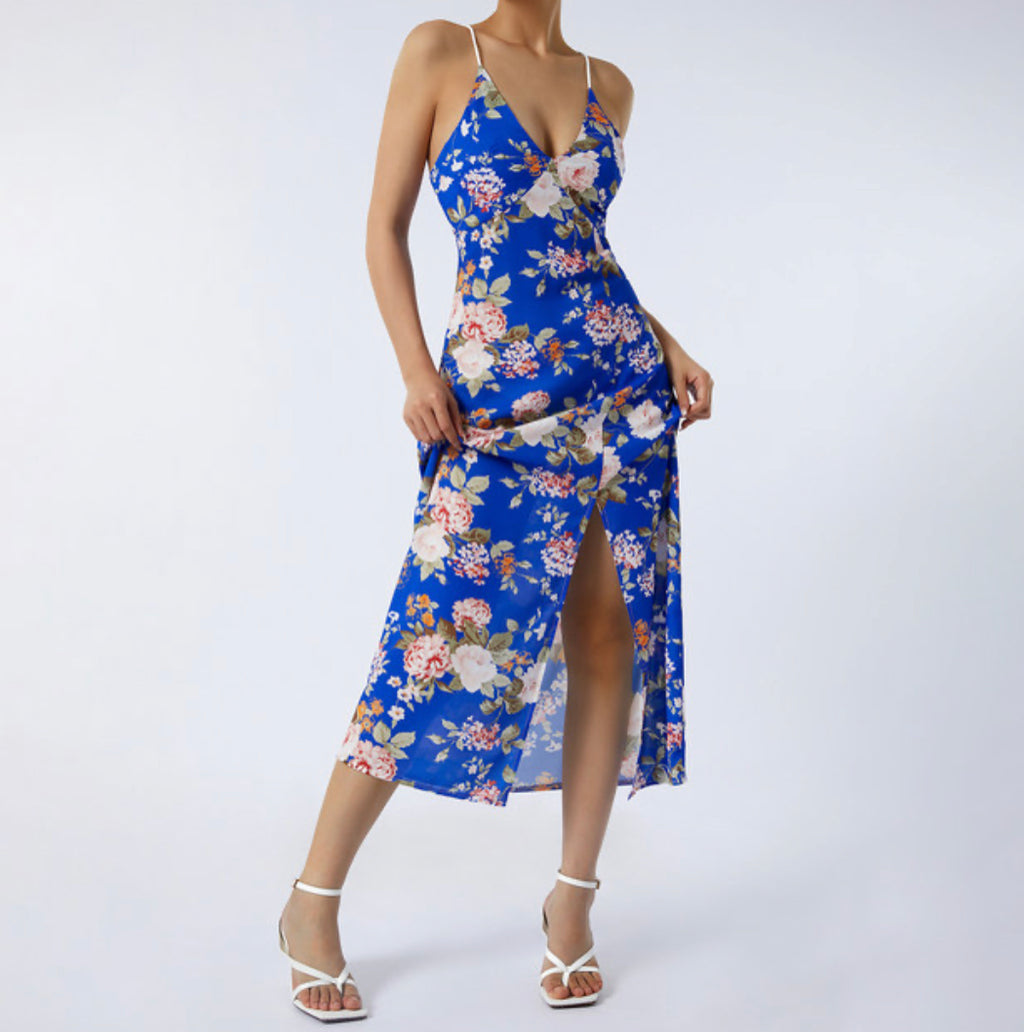 Spaghetti Strap Midi Summer Printed Dress XD21