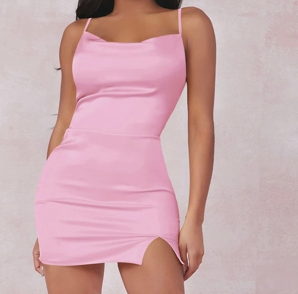 Women's Satin Mini Bodycon Dress