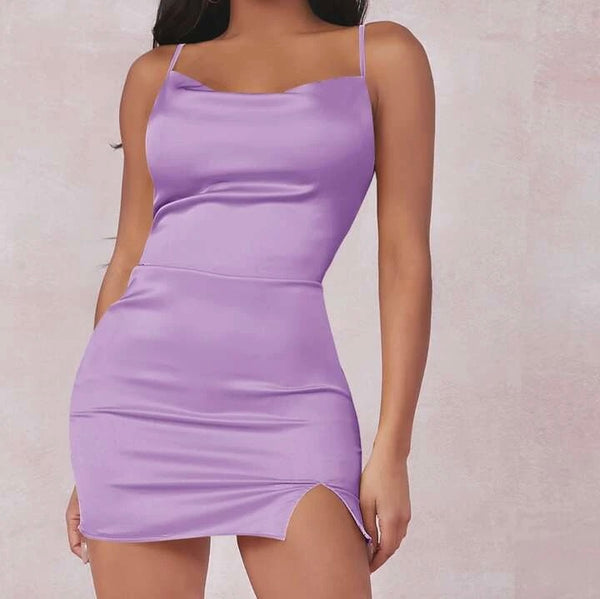 Women's Satin Mini Bodycon Dress