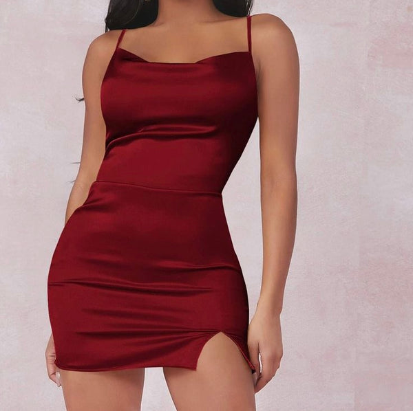 Women's Satin Mini Bodycon Dress