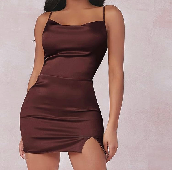 Women's Satin Mini Bodycon Dress