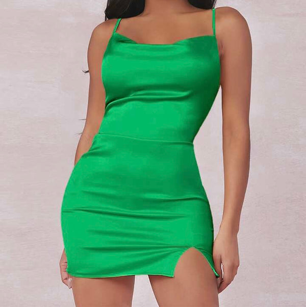 Women's Satin Mini Bodycon Dress
