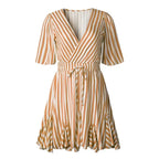 Stripe v neck mini dress XD21