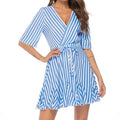 Stripe v neck mini dress XD21
