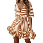 Stripe v neck mini dress XD21