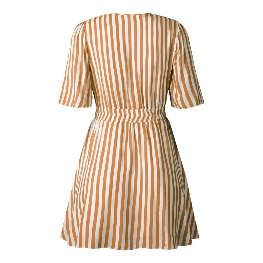 Stripe v neck mini dress XD21