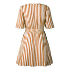 Stripe v neck mini dress XD21